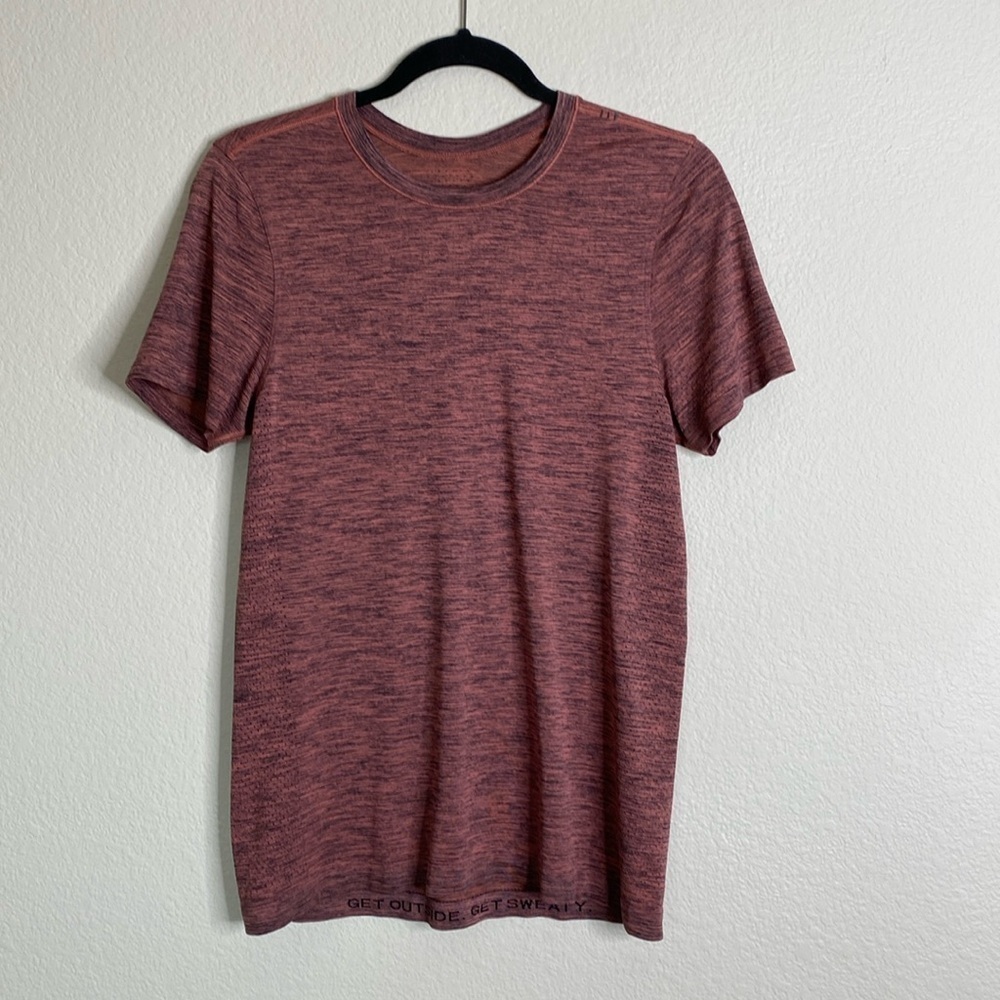 Lululemon swiftly short sleeve men’s shirt coral heathered size small EUC